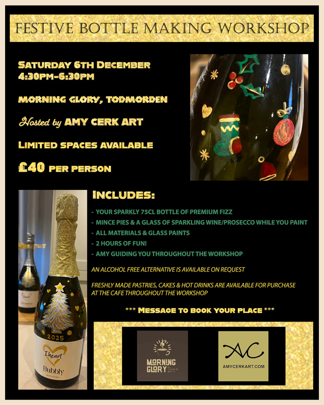 FESTIVE BOTTLE PAINTING WORKSHOP - 6TH DECEMBER 2025
